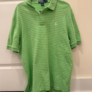 Y2K Ralph Lauren Green Striped Polo Shirt